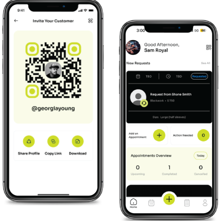 Add your Tap profile link to all social and digital channelsfor your clients to book with you through Tap